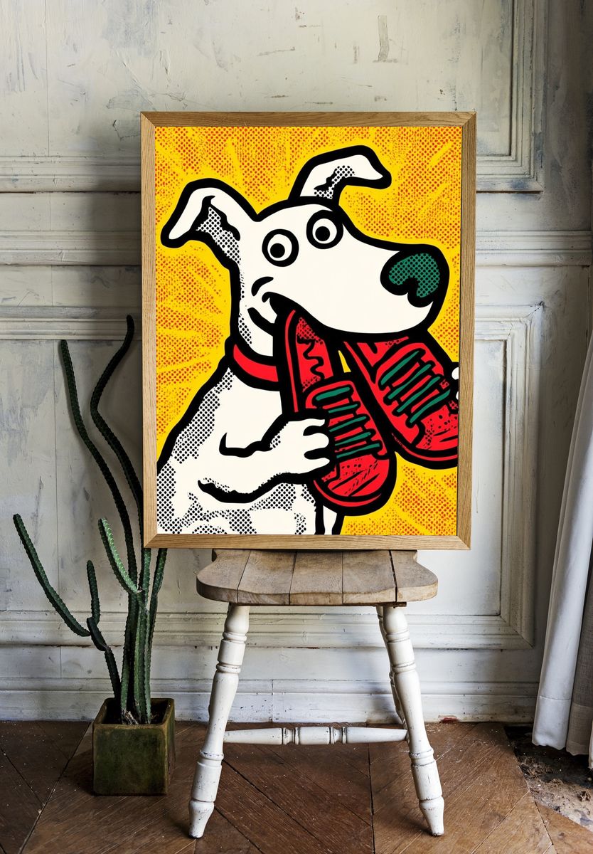Pop Art Dog with Sneakers Poster. — room view 1