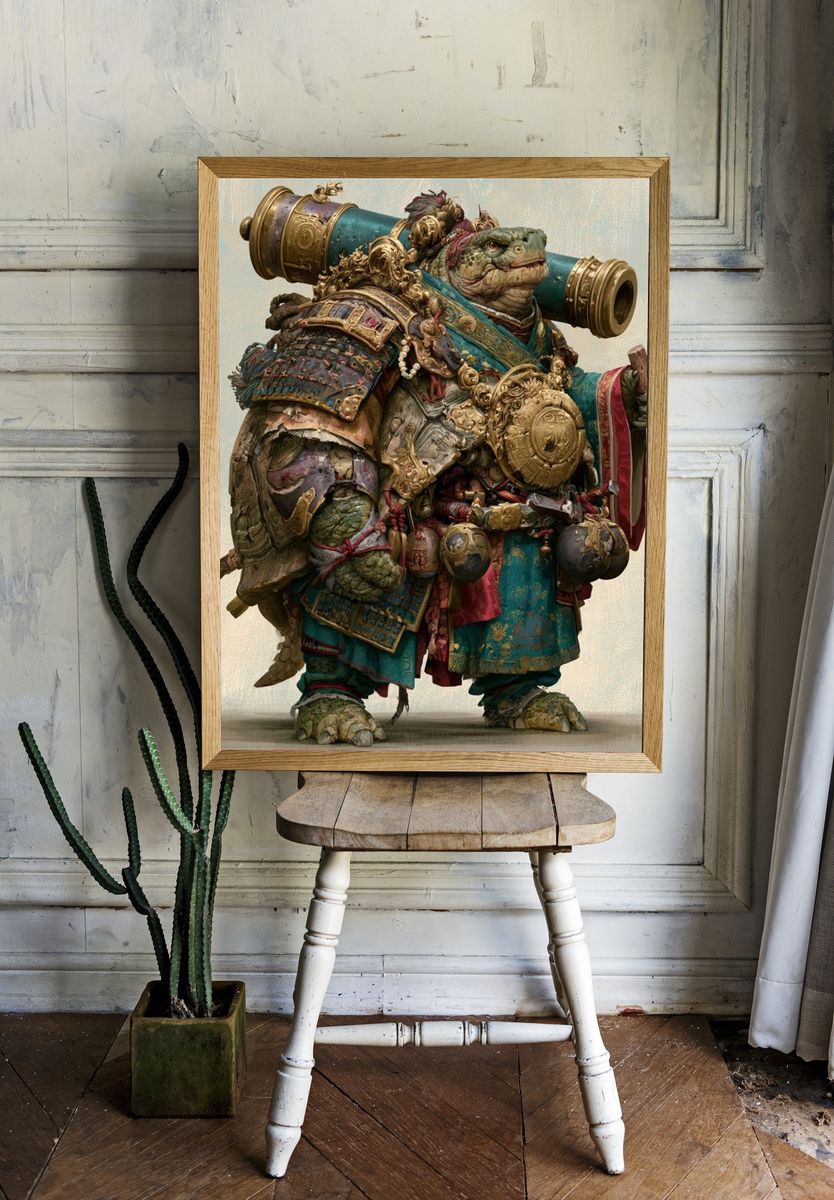 Armored Turtle Warrior Illustration Poster. room preview