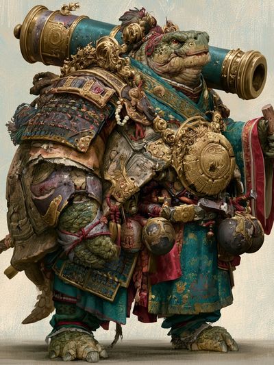 Armored Turtle Warrior Illustration Poster.