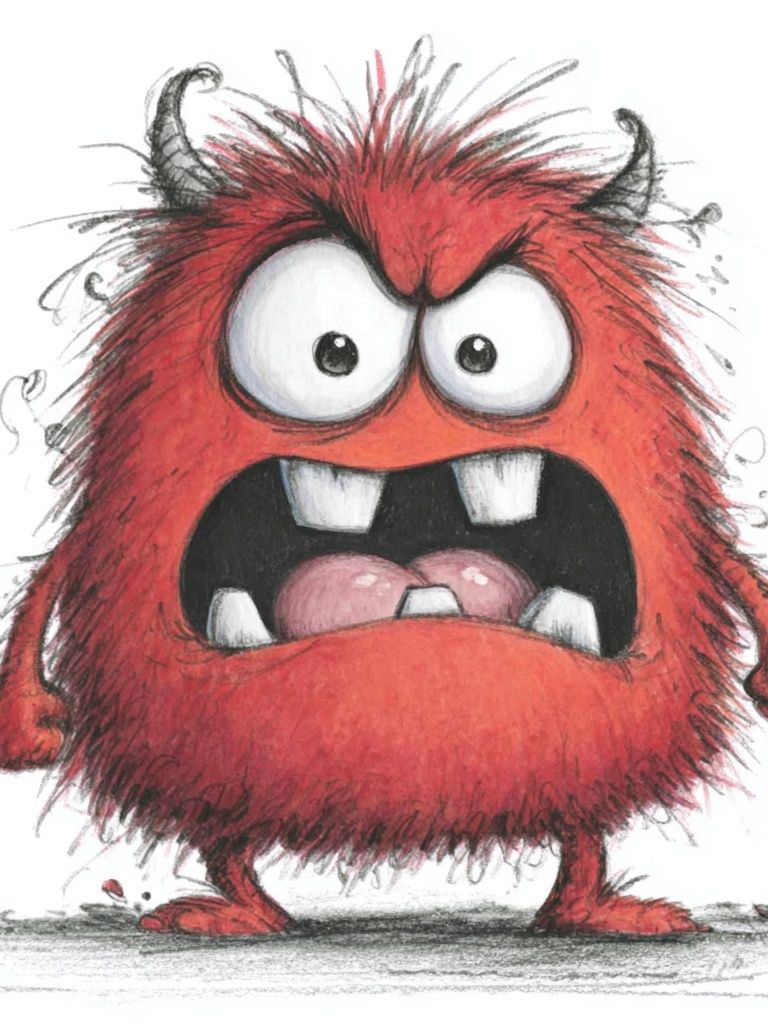 Angry Red Monster Illustration Poster.