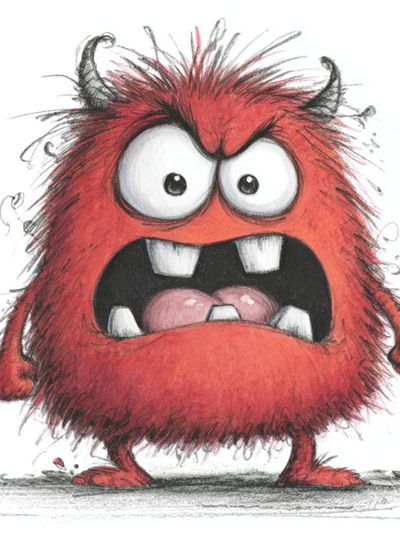 Angry Red Monster Illustration Poster. poster print