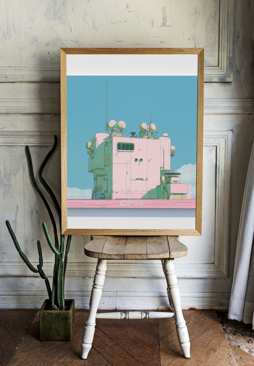 Pastel Futuristic Tower Poster. — room view 1