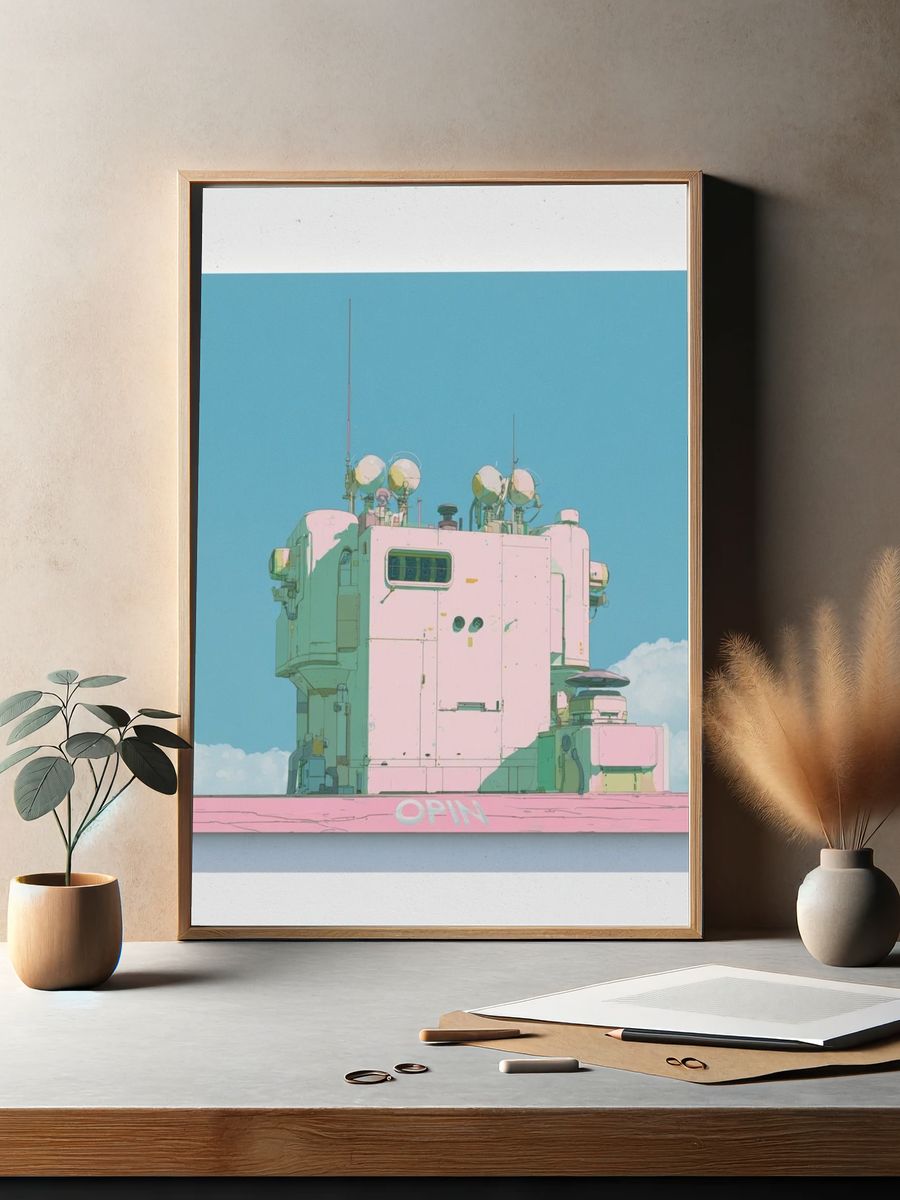 Pastel Futuristic Tower Poster. — room view 2