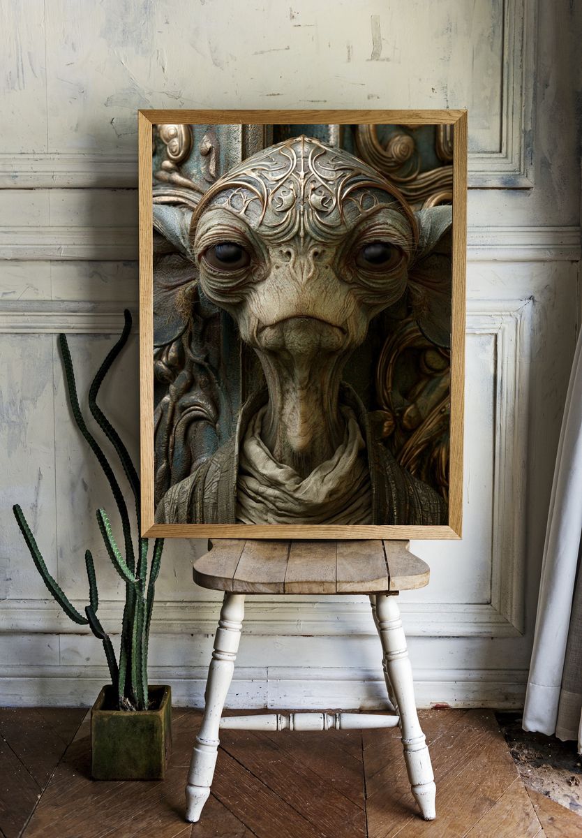Alien Portrait Digital Art Poster. room preview