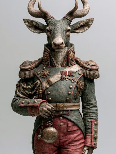 Antlered General Deer Illustration Poster. poster