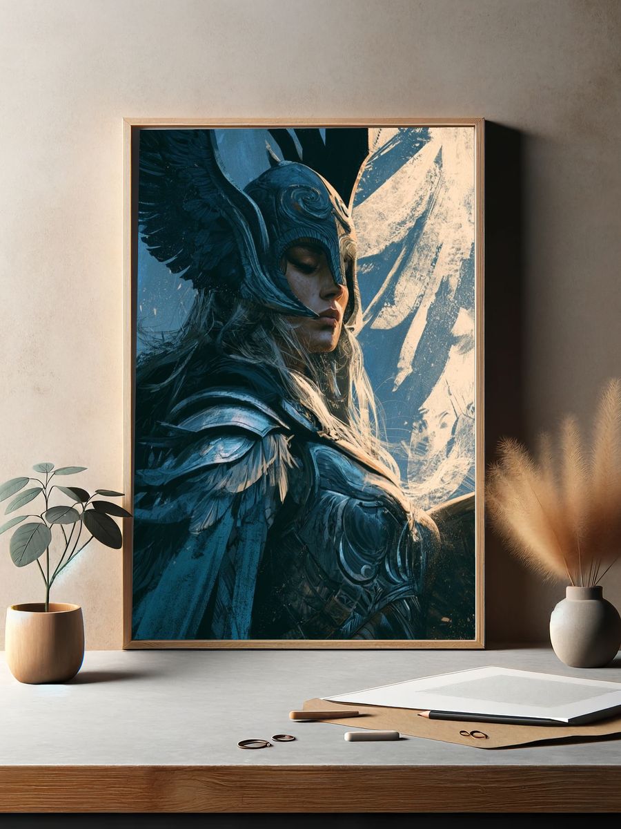 Winged Warrior Portrait Print. — room view 2