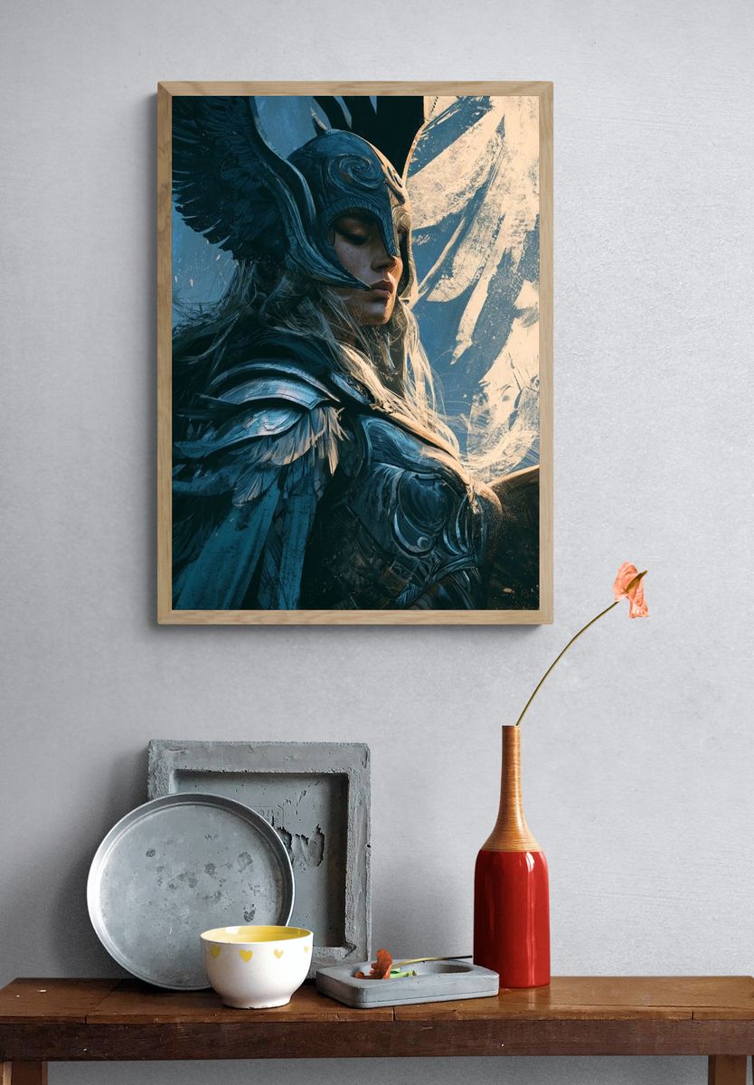 Winged Warrior Portrait Print. — room view 3