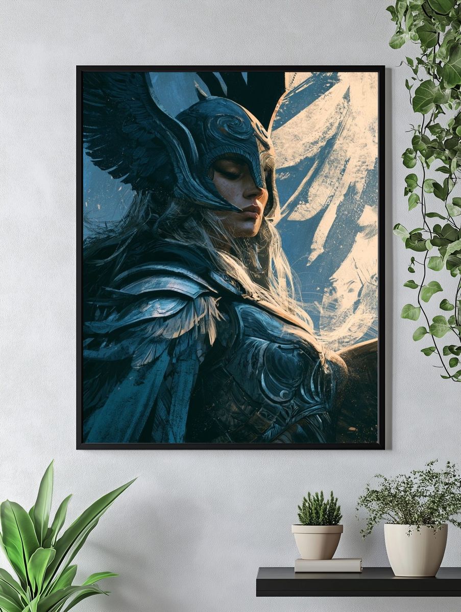 Winged Warrior Portrait Print. — room view 4