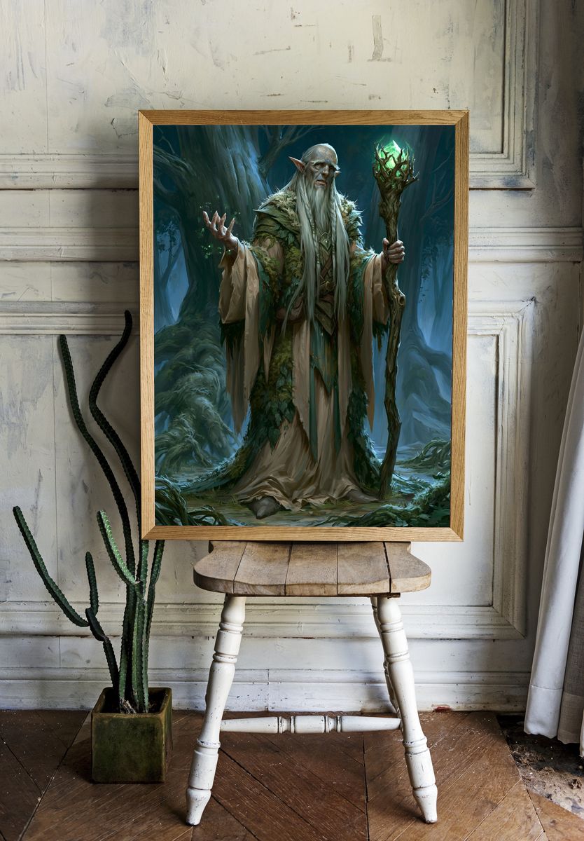 Forest Elder Fantasy Illustration Poster. — room view 1