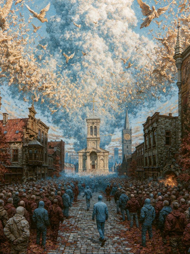 Surreal City Procession Print. poster detail