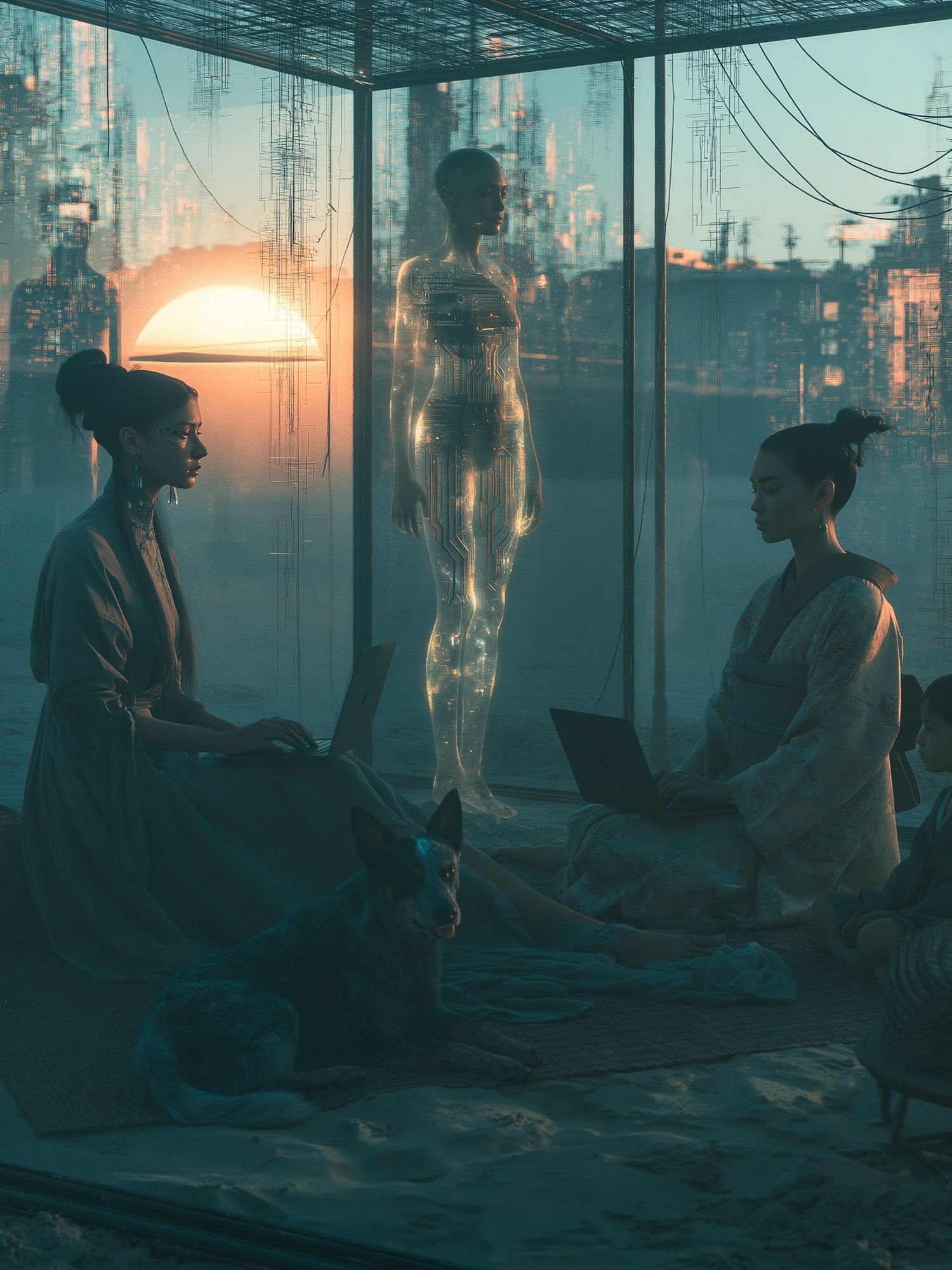 Cyberpunk Meditation Chamber Print. poster detail