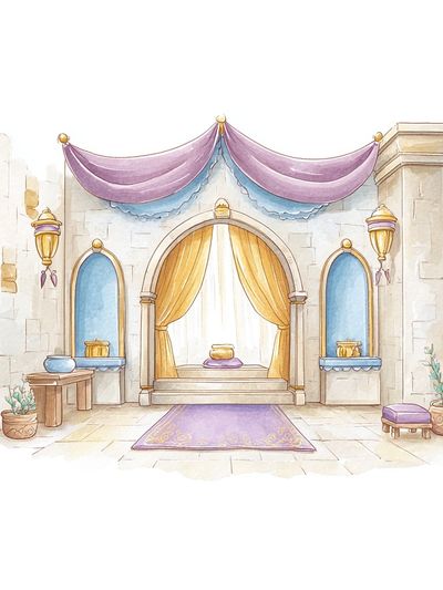 Fantasy Palace Interior Watercolor Print. poster print