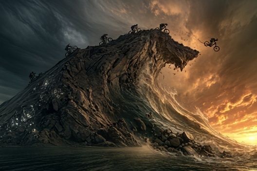 Epic Wave Riders Illustration Poster. poster detail