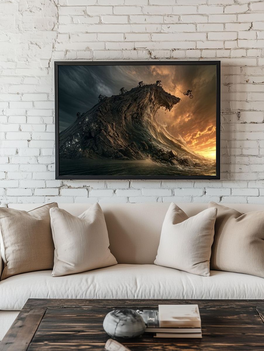 Epic Wave Riders Illustration Poster. room preview