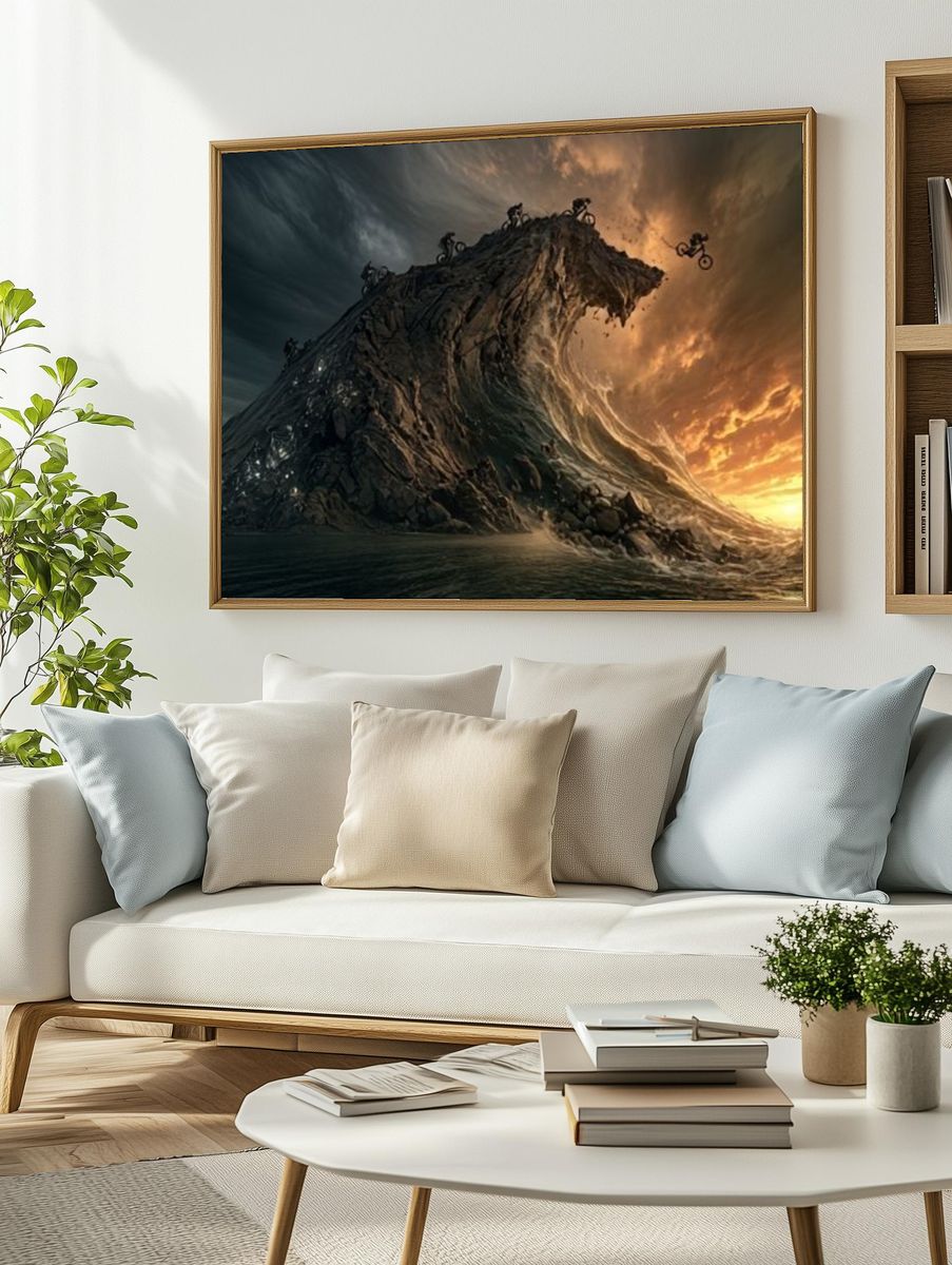 Epic Wave Riders Illustration Poster. — room view 2