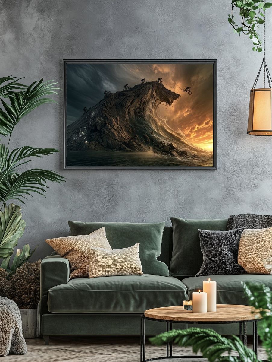 Epic Wave Riders Illustration Poster. — room view 4