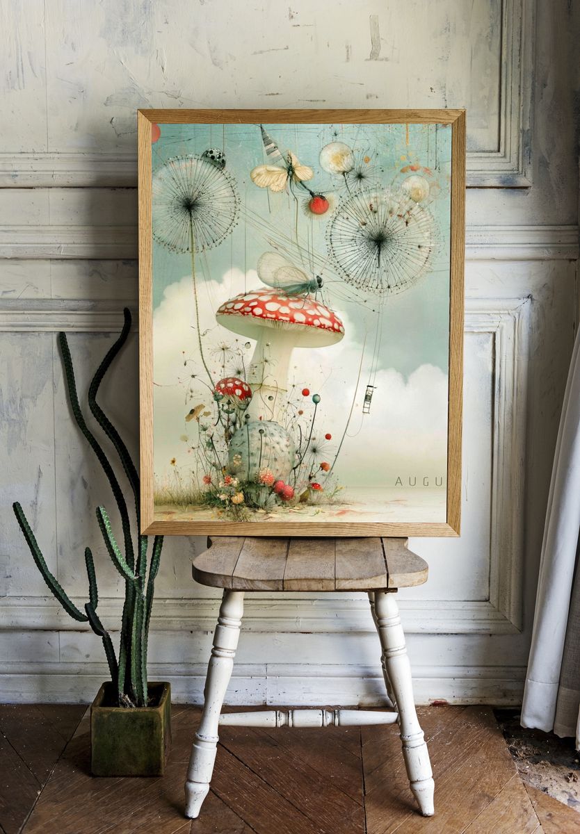 August Mushroom Dreamscape Poster. — room view 1