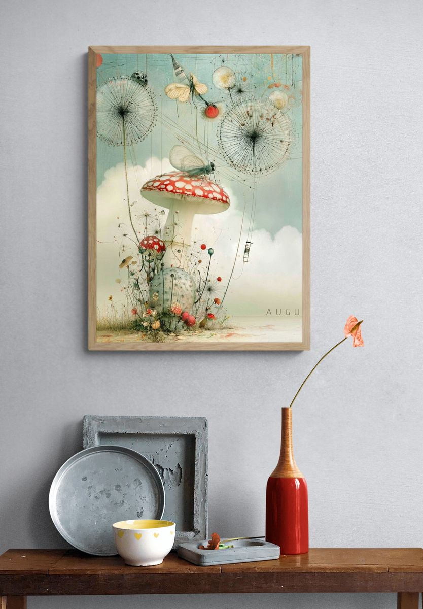 August Mushroom Dreamscape Poster. — room view 3