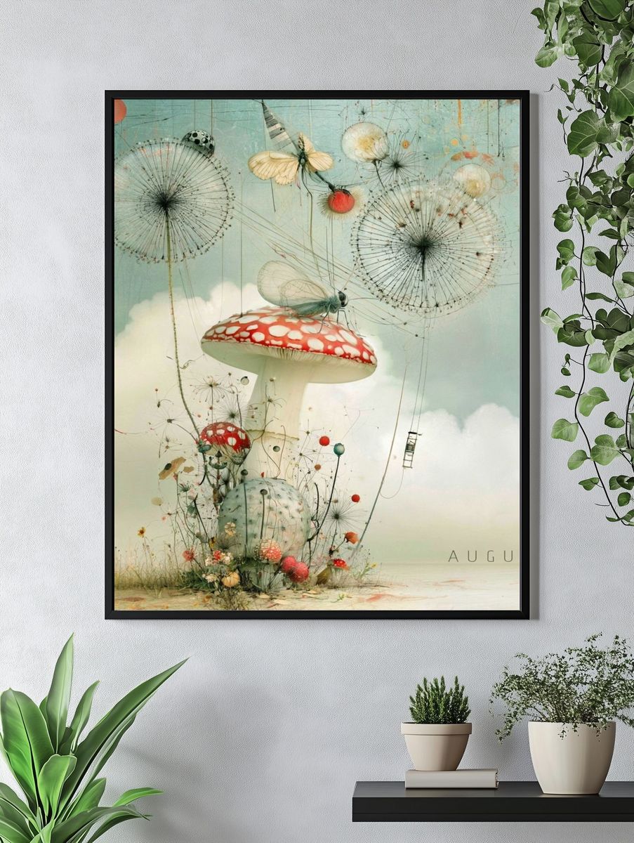 August Mushroom Dreamscape Poster. — room view 4
