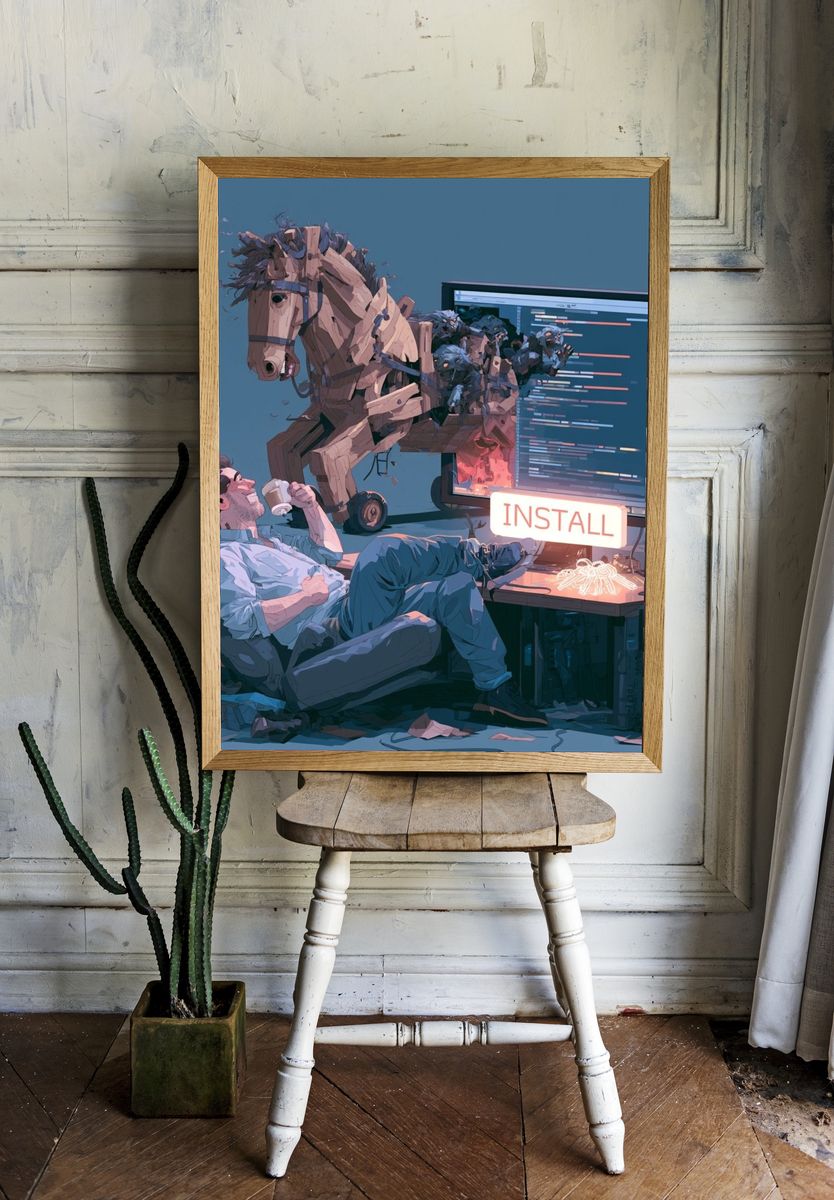 Surreal Install Scene Illustration Poster. room preview