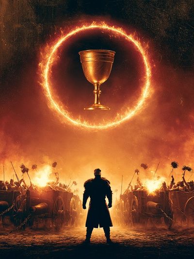 Fiery Chalice Battle Scene Print.
