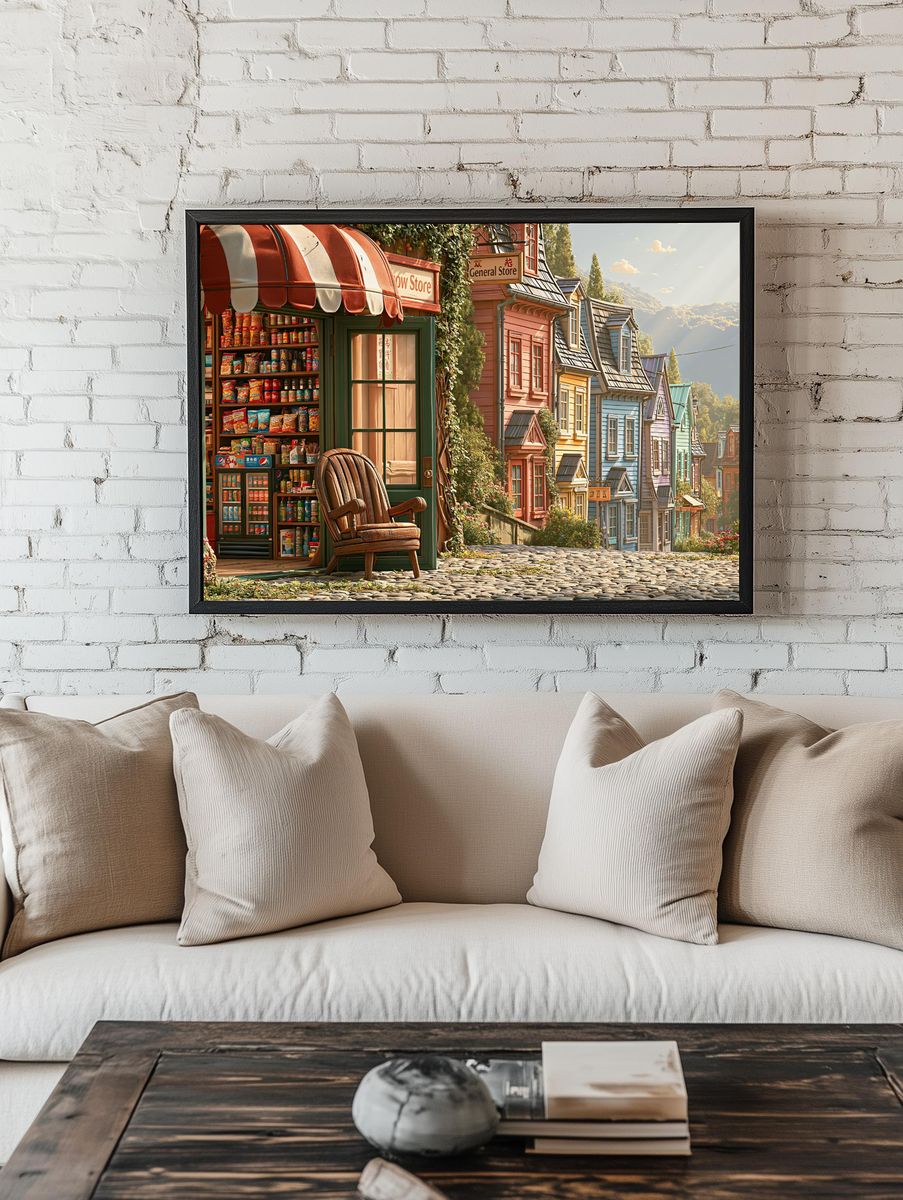 Whimsical Village General Store Poster. — room view 1