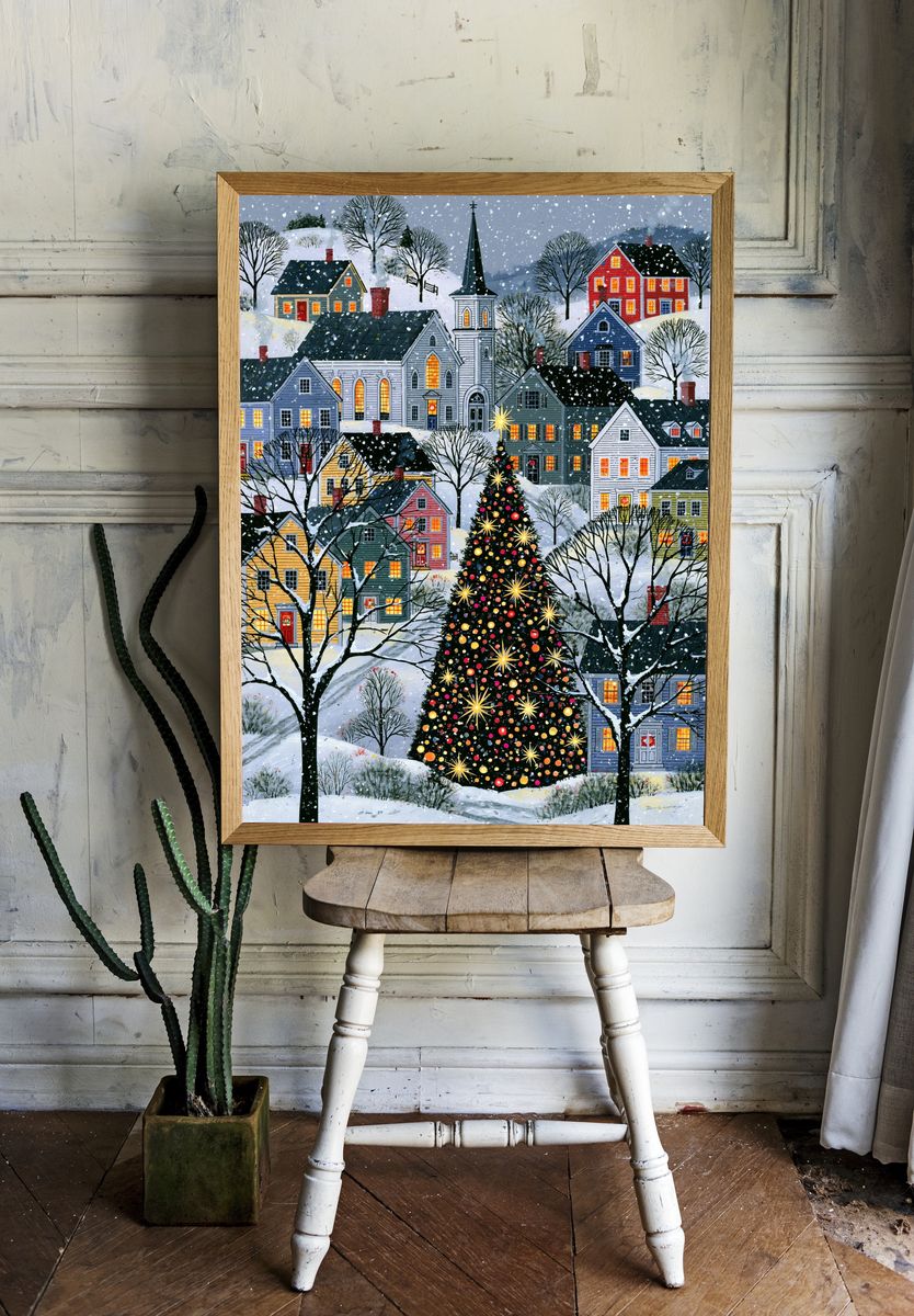 Snowy Village Christmas Poster. — room view 1