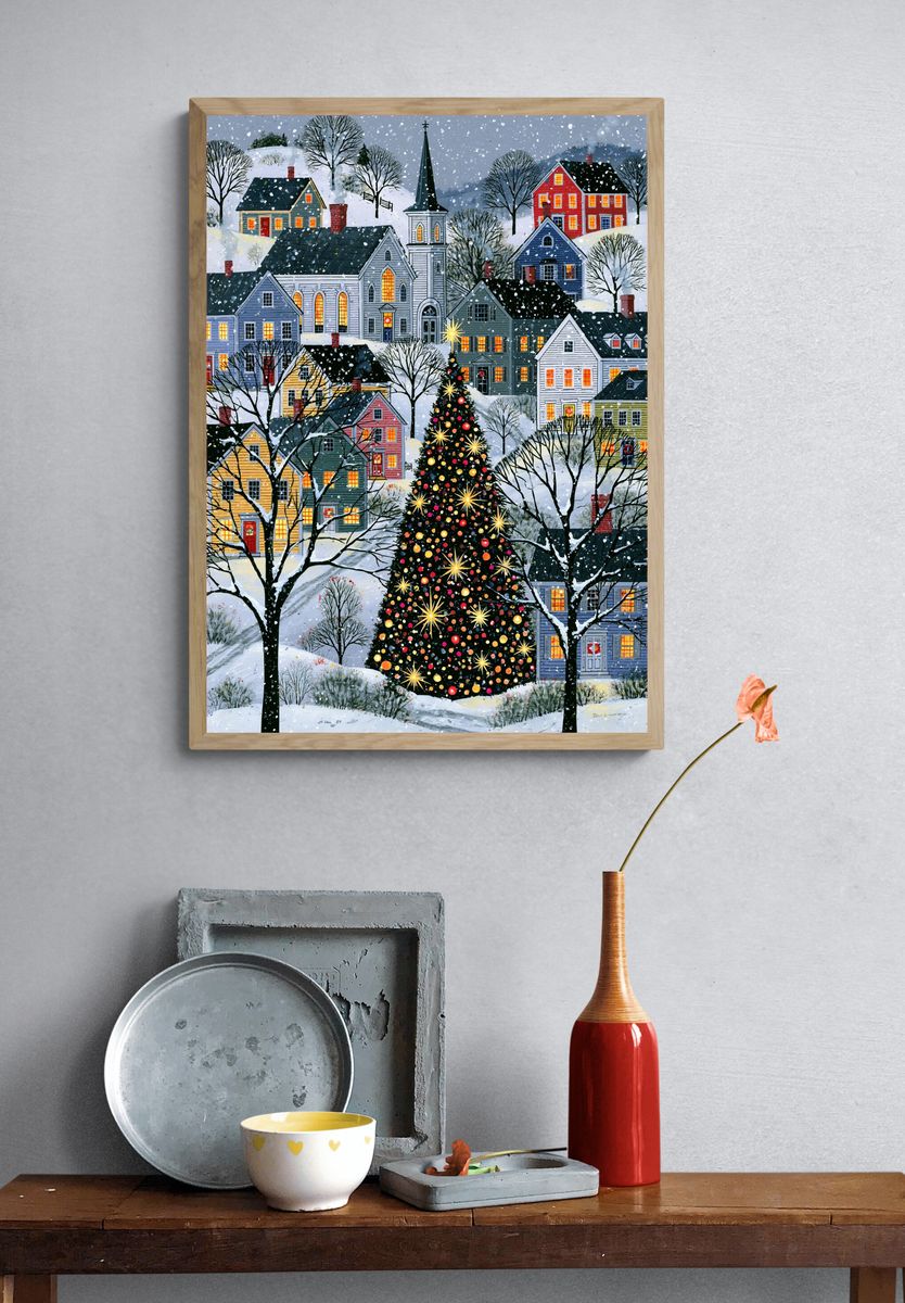 Snowy Village Christmas Poster. — room view 3