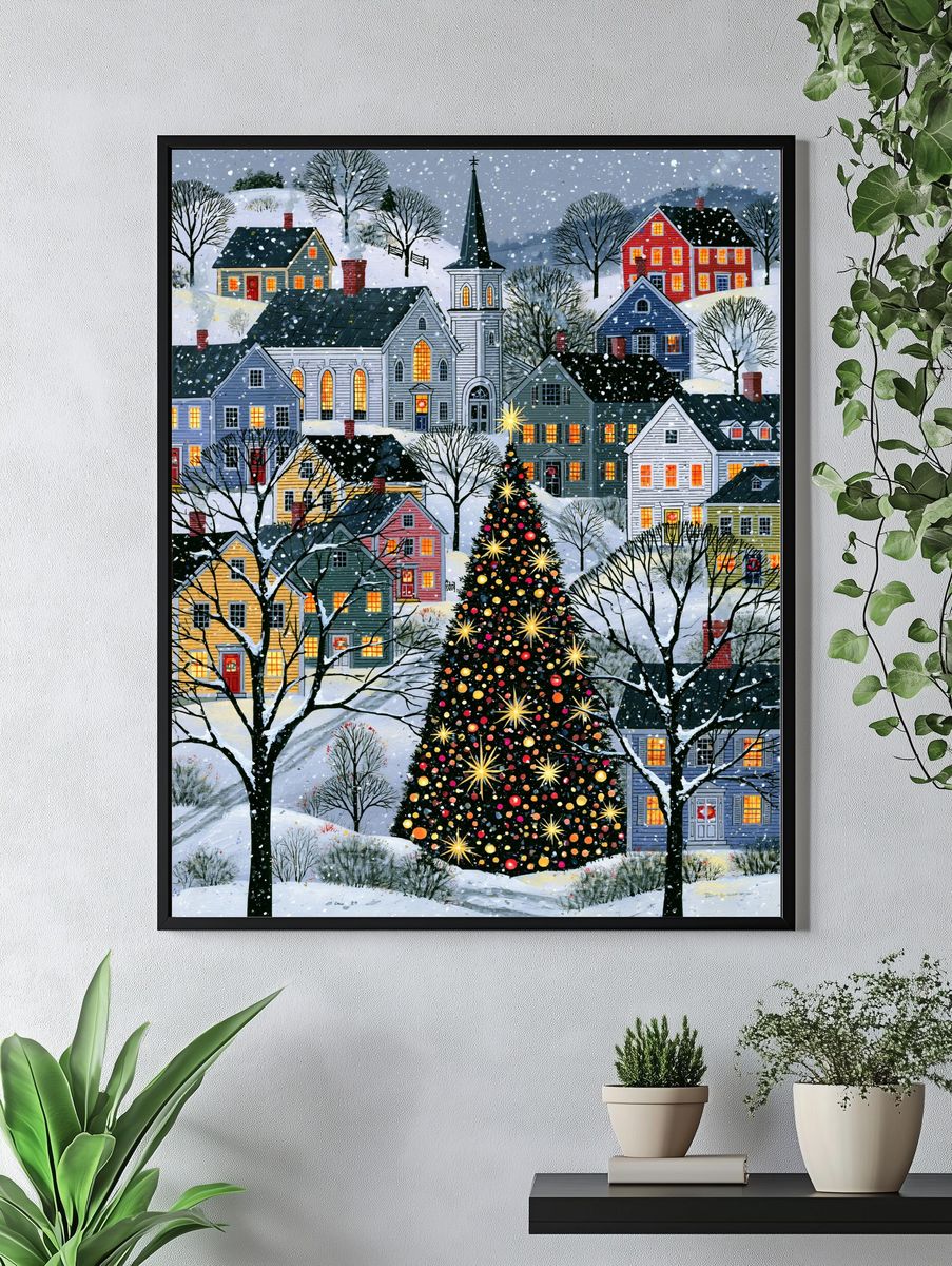 Snowy Village Christmas Poster. — room view 4