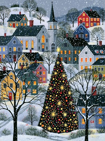 Snowy Village Christmas Poster. poster