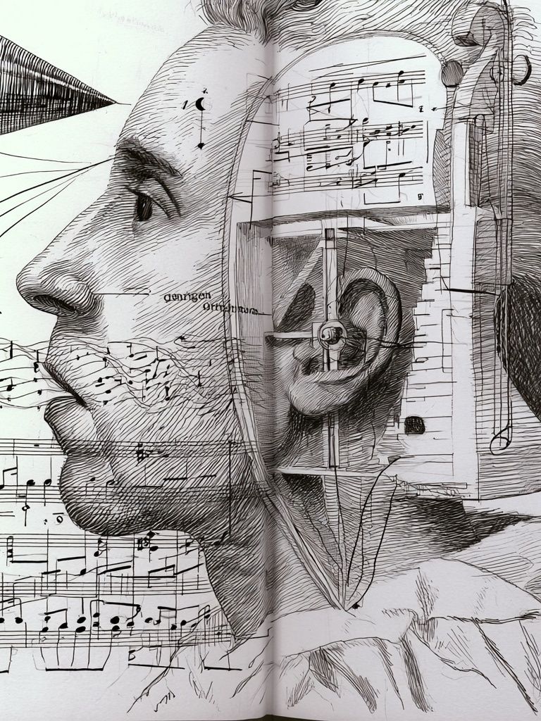 Musical Profile Sketch Print. poster — illustration art