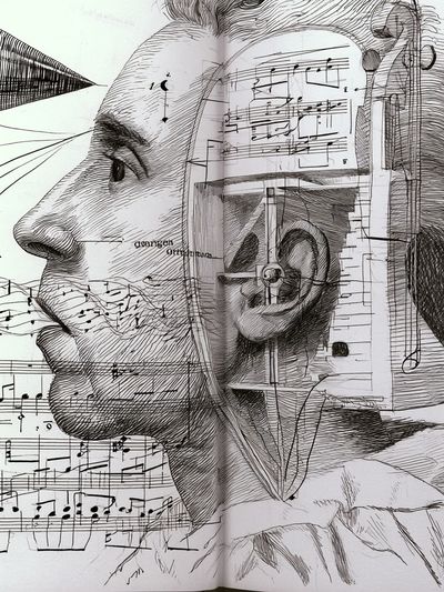 Musical Profile Sketch Print. poster