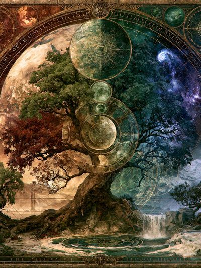 Cosmic Tree of Seasons Print. poster