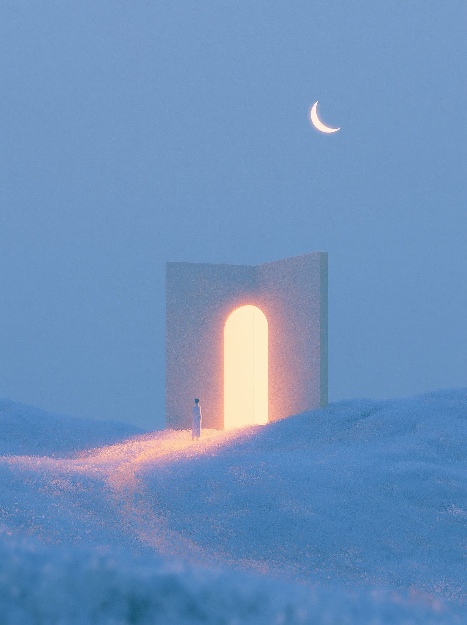 Moonlit Portal Surrealism Print. poster — illustration art