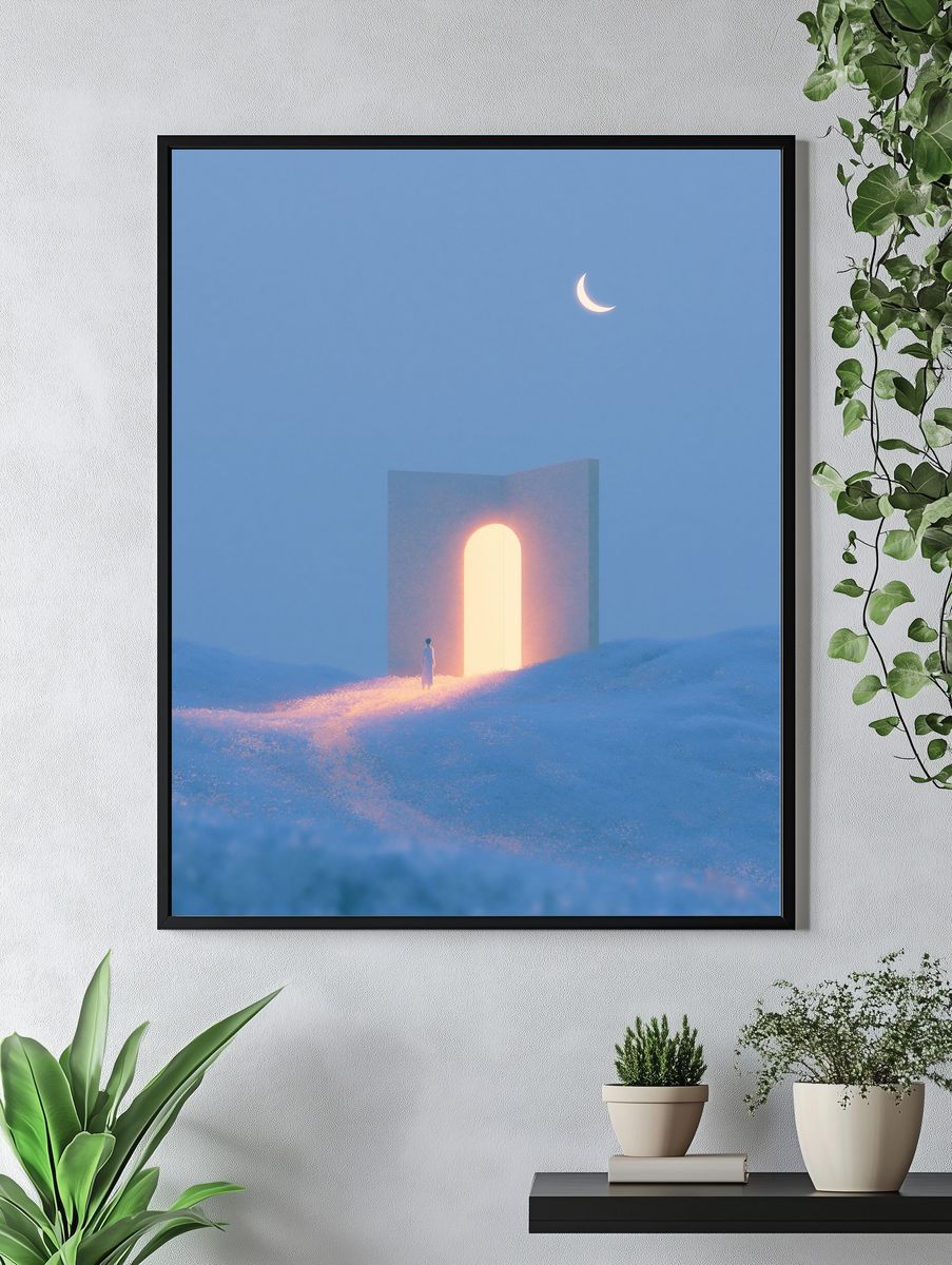 Moonlit Portal Surrealism Print. — room view 4