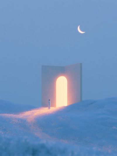 Moonlit Portal Surrealism Print.