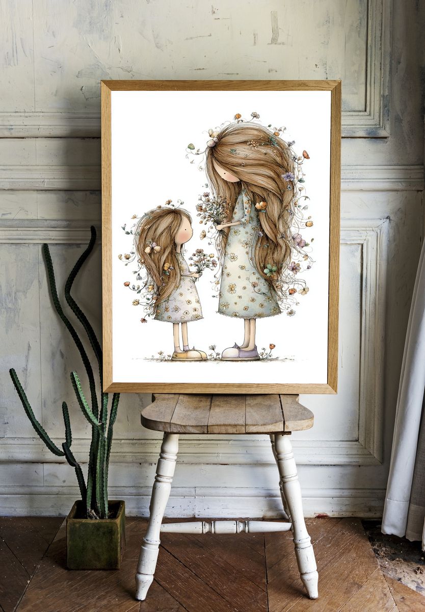 Flower Girls Illustration Poster. — room view 1