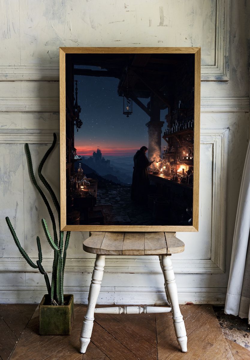Moonlit Alchemist Workshop Print. room preview