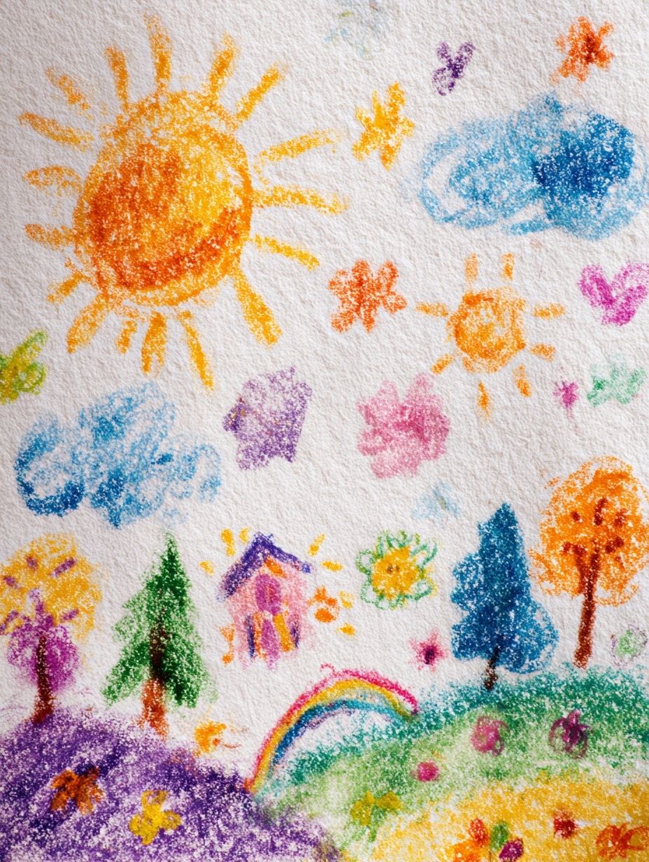Childlike Rainbow Landscape Illustration Poster. poster detail