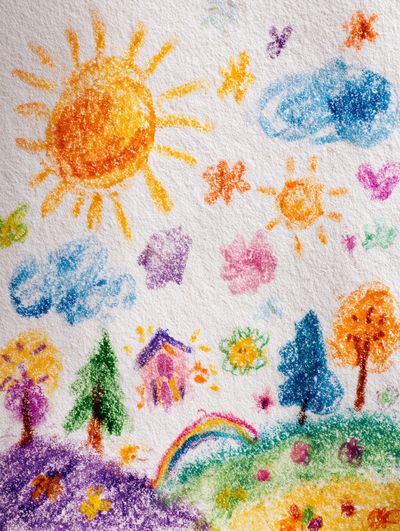 Childlike Rainbow Landscape Illustration Poster. poster print