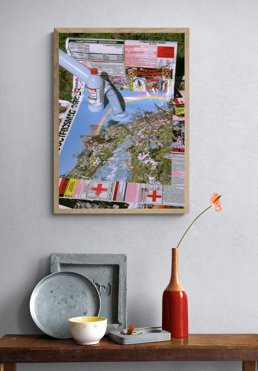 Surreal Collage Rainbow Print. — room view 3