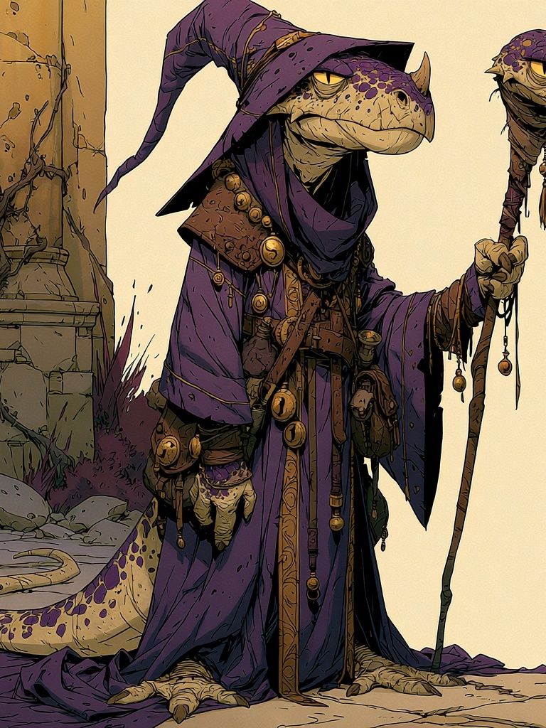 Wizard Lizard Illustration Poster. poster detail