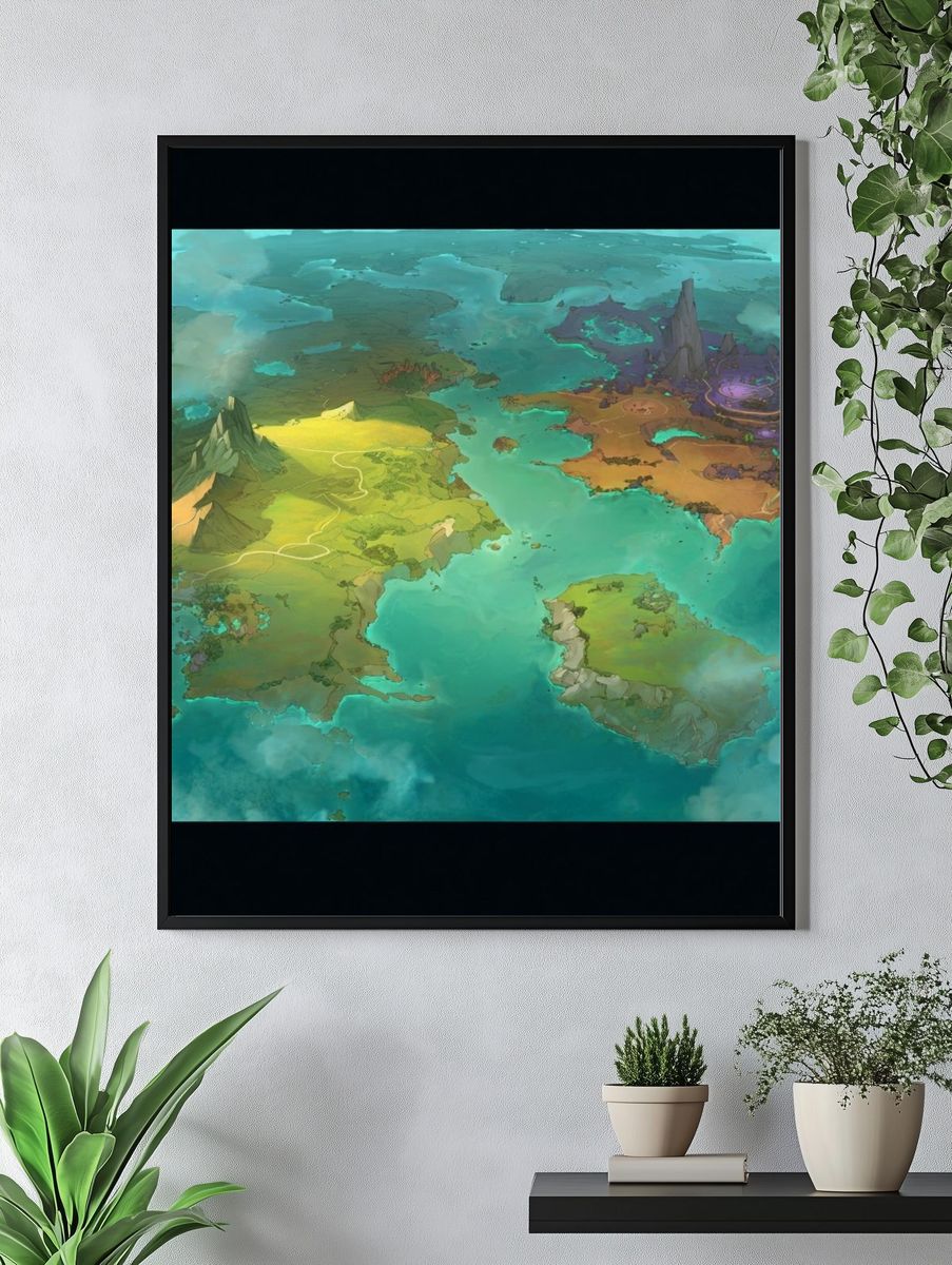 Fantasy World Map Illustration Poster. — room view 4