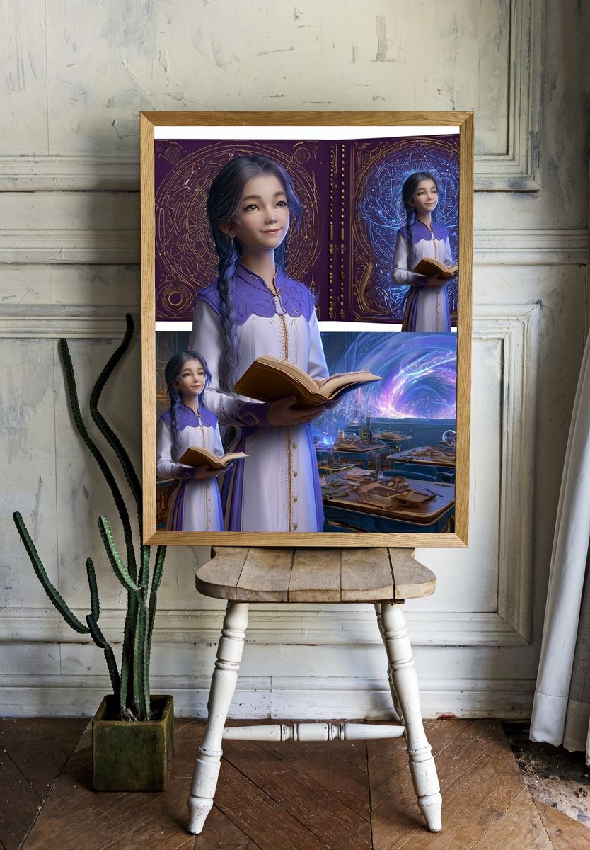 Celestial Scholar Fantasy Illustration Poster. — room view 1