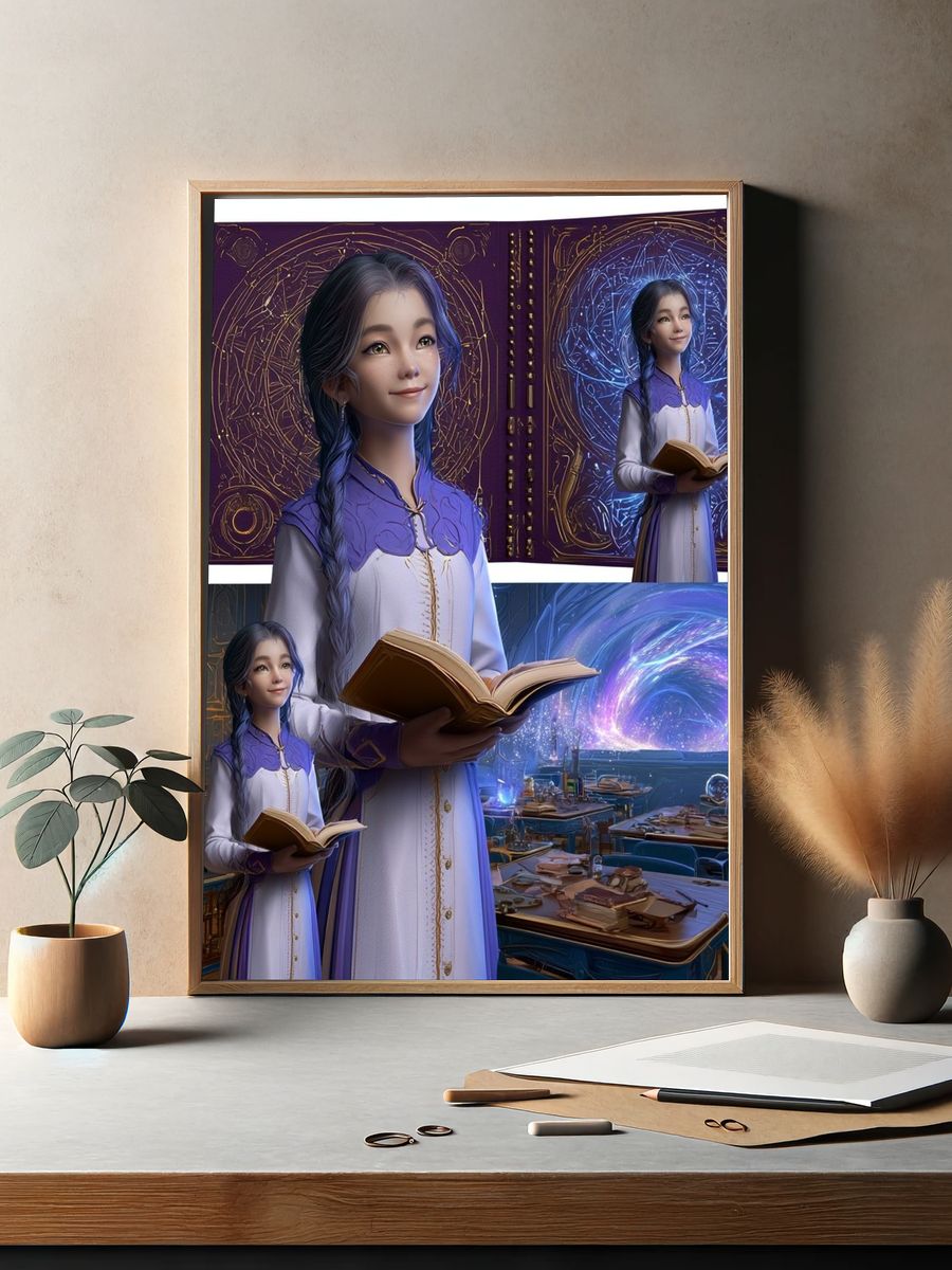 Celestial Scholar Fantasy Illustration Poster. — room view 2