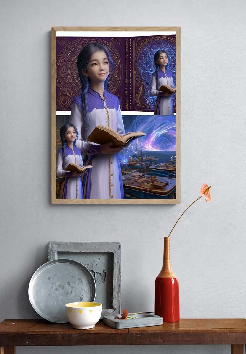 Celestial Scholar Fantasy Illustration Poster. — room view 3