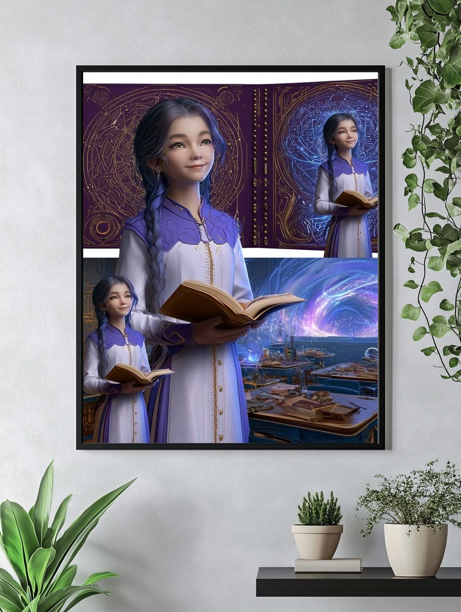 Celestial Scholar Fantasy Illustration Poster. — room view 4