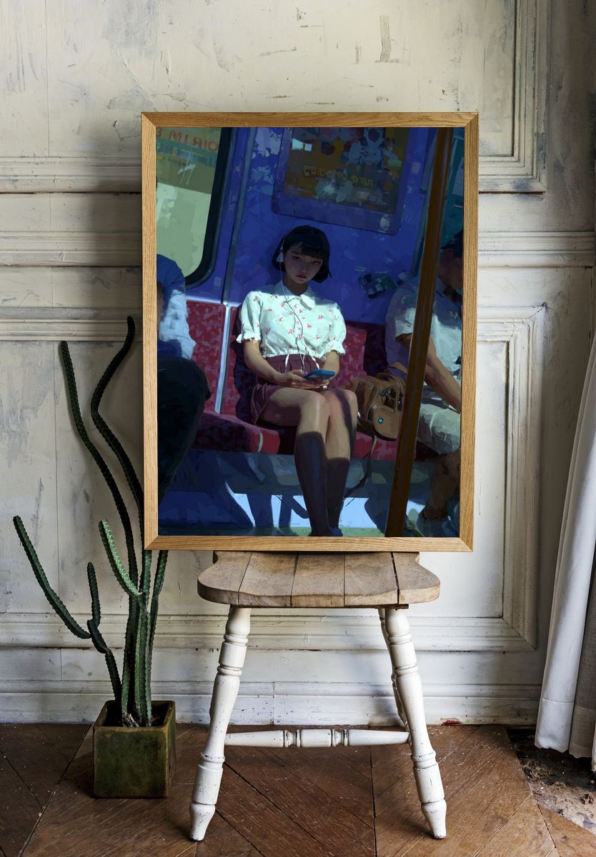 Subway Passenger Digital Art Poster. room preview