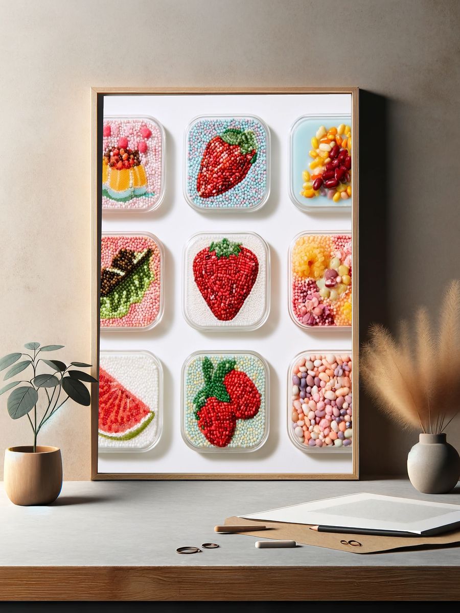 Fruit Candy Mosaic Illustration Poster. — room view 2