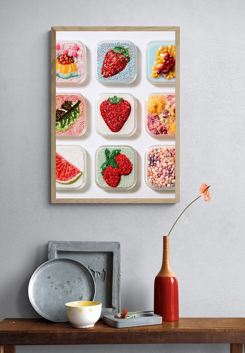 Fruit Candy Mosaic Illustration Poster. — room view 3